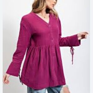 Easel brand women’s dark magenta boho blouse Size M new with tags